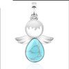 Women Angel Wings Pendants Natural Crystal Stone Necklaces(Turquoise)