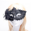 Halloween Masquerade Party Dance Plating Side Flower Feather Venice Princess Mask(Black)