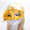 Halloween Masquerade Party Dance Plating Side Flower Feather Venice Princess Mask (Gold)