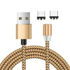 2 in 1 USB to Micro USB + Type-C / USB-C Magnetic Metal Joint Nylon Braided Charging Cable, Length: 2m(Gold)