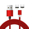 2 in 1 USB to Micro USB + Type-C / USB-C Magnetic Metal Joint Nylon Braided Charging Cable, Length: 2m(Red)