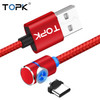 TOPK 1m 2.4A Max USB to USB-C / Type-C 90 Degree Elbow Magnetic Charging Cable with LED Indicator(Red)