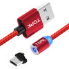 TOPK 2m 2.4A Max USB to Micro USB Nylon Braided Magnetic Charging Cable with LED Indicator(Red)