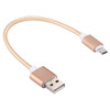 20cm 2A Woven Style Metal Head Micro USB to USB V8 Data / Charger Cable, For Samsung / Huawei / Xiaomi / Meizu / LG / HTC and Other Smartphones(Gold)