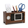 Wooden Perpetual Calendar Pen Box Creative Multifunctional Office Desktop Storage Supplies Pen Holder Walnut