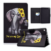 For Amazon Kindle Fire HD 10 (2015) / (2017) / (2019) Electric Pressed TPU Colored Drawing Horizontal Flip Leather Case with Holder & Pen Slot(Flower Elephant)