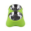 40286 Stainless Steel Non-slip Dual-use Pet Dog Bowl Cat Food Bowl Double Bowl, Size:L(Green)