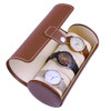 Portable Travel Watch Cylinder Protective Box Storage Bag(Brown)