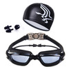 High-definition Waterproof Fogproof Swimming Goggles with Swimming Cap (Black)