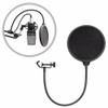 Double-layer Recording Microphone Studio Wind Screen Pop Filter Mask Shield with Clip Stabilizing Arm, For Studio Recording, Live Broadcast, Live Show, KTV, etc(Black)