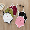 Solid Color Sleeveless Sling Bodysuit For Babies (Color:Red Wine Size:100)