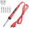 Metallic LCD Temperature Regulating Soldering Iron And Soldering Iron Tip Set Electric Soldering Iron Welding Tool(110V US Plug Silver Head Red)