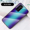 For Huawei P40 Pro Gradient Carbon Fiber Texture TPU Border Tempered Glass Case(Blue Fiber)