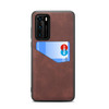 For Huawei P40 Skin Feel PU + TPU Protective Case with Card Slot(Brown)