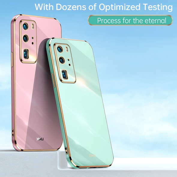 For Huawei P40 Pro XINLI Straight 6D Plating Gold Edge TPU Shockproof Case(Mint Green)