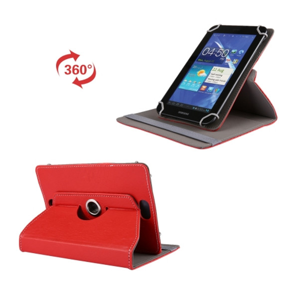 Litchi Texture 360 Degree Rotatable Universal Leather Case with Sleep / Wake-up & Holder for 7.0 inch Tablet PC(Red)