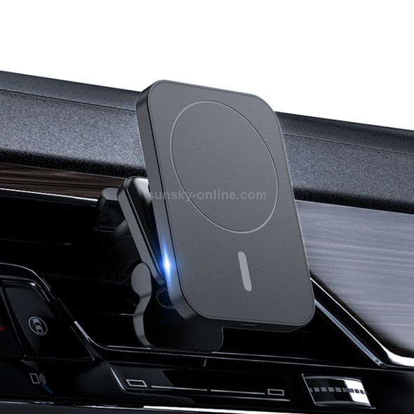 adj-987 15W Magsafe Magnetic Car Air Outlet Wireless Charger for iPhone 12 Series, with LED Indicator(Black)