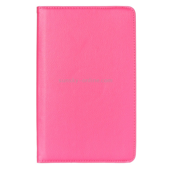 Litchi Texture 360 Degree Rotation Leather Case with Multi-functional Holder for Galaxy Tab E 9.6(Magenta)