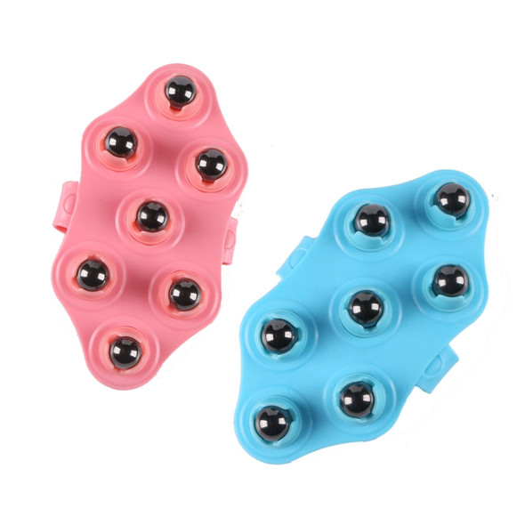 3 PCS Seven-ball Massager Multifunctional Five-element Meridian Brush Lymphatic Dredging Roller-ball Massager, Shape: Plus Magnetic  Pink