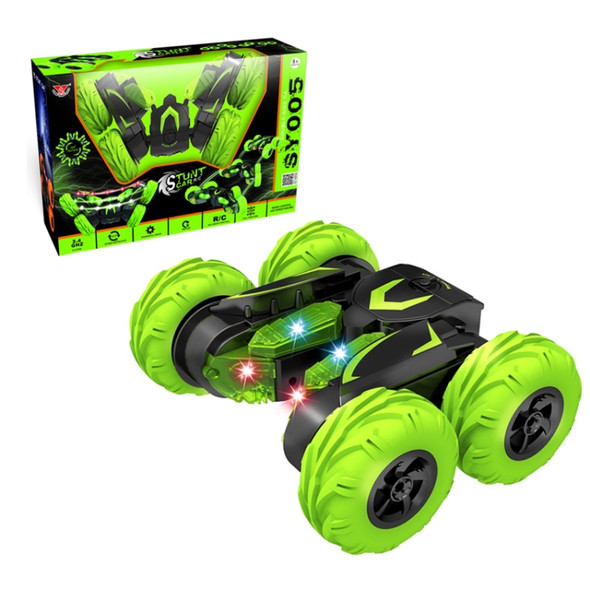 Double-Sided 360-Degree Lighting Stunt Car Climbing And Rolling Remote Control Off-Road Vehicle(Black Green)