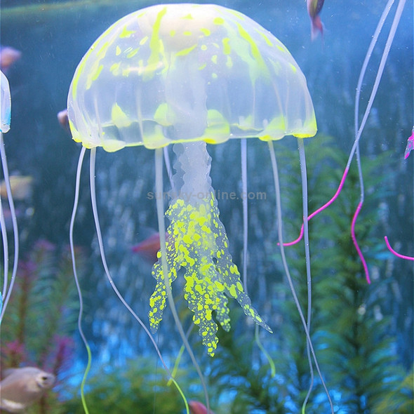 3 PCS Aquarium Articles Decoration Silicone Simulation Fluorescent Sucker Jellyfish, Size: 3.5*11cm (Yellow)