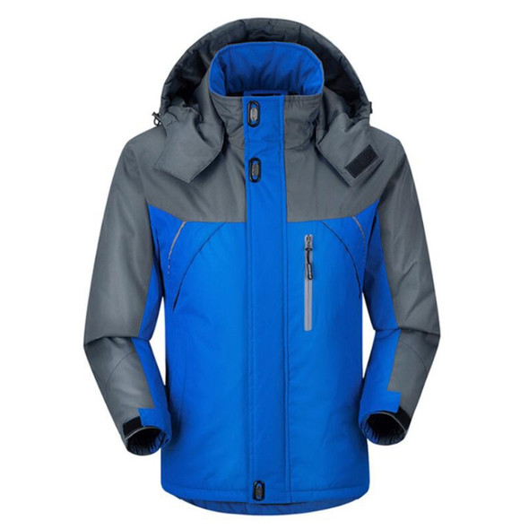 Men Winter Thick Fleece Waterproof Outwear Down Jackets Coats, Size: XXXXL(Blue)