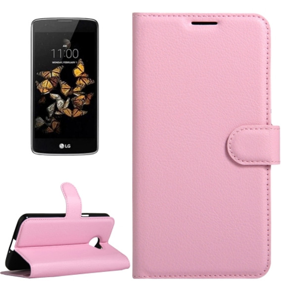 For LG K5 Litchi Texture Horizontal Flip Leather Case with Magnetic Buckle & Holder & Card Slots & Wallet(Pink)