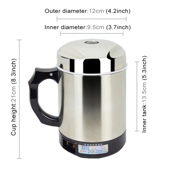 Universal DC 24V Stainless Steel Car Electric Kettle Heated Mug Heating Cup with Charger Cigarette Lighter for Car and Family, Capacity: 880ML