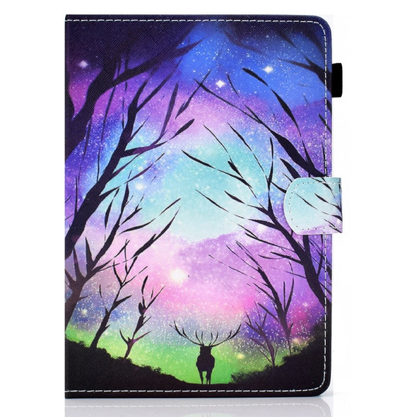 For 10 inch Tablet PC Coloured Drawing Pattern Horizontal Flip Leather Case with Card Slots & Holder & Anti-skid Strip(Starry Deer)