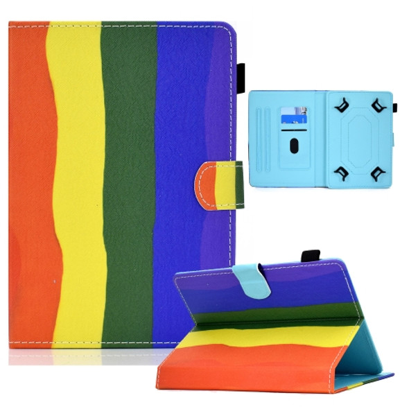 For 10 inch Tablet PC Coloured Drawing Pattern Horizontal Flip Leather Case with Card Slots & Holder & Anti-skid Strip(Rainbow)