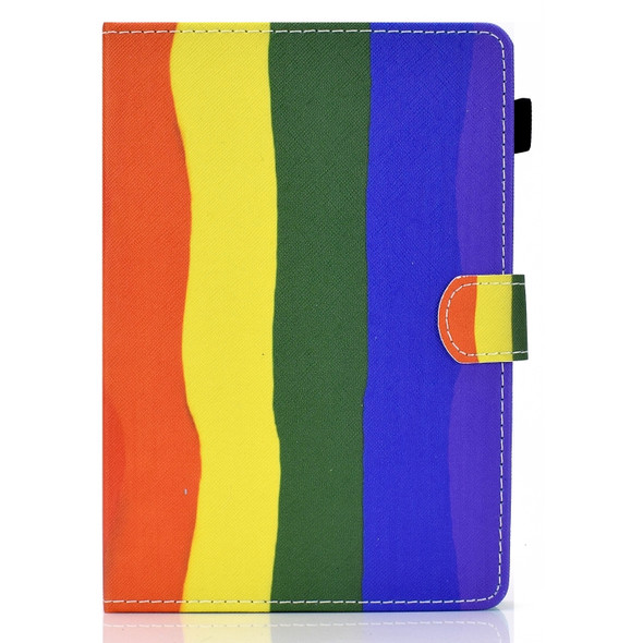 For 10 inch Tablet PC Coloured Drawing Pattern Horizontal Flip Leather Case with Card Slots & Holder & Anti-skid Strip(Rainbow)