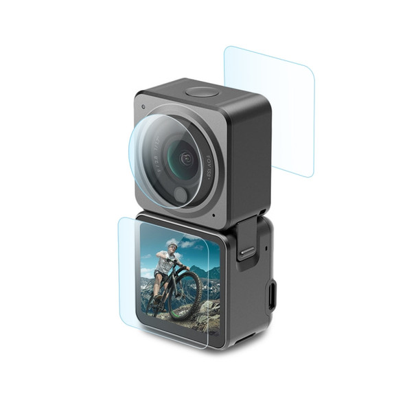 PULUZ 3 in 1 Lens + Front and Back LCD Display 9H 2.5D Tempered Glass Film for DJI Action 2
