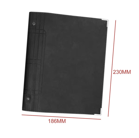 A5 Faux Leather Loose-leaf Grid Notebook, Style:Checkered Core(Black)