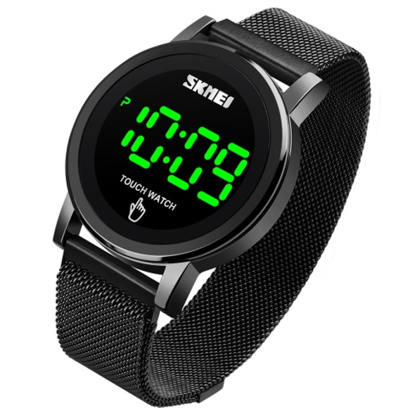 SKMEI 1668 Round Dial LED Digital Display Electronic Watch with Touch Luminous Button(Black)