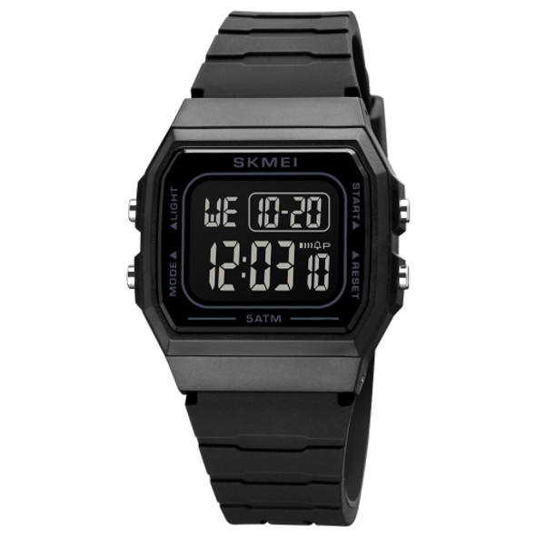 SKMEI 1683 Dual Time LED Digital Display Luminous Silicone Strap Electronic Watch(Black)