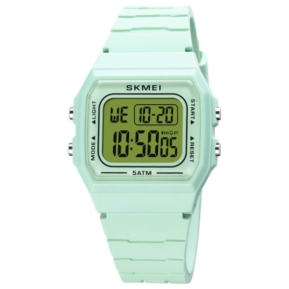 SKMEI 1683 Dual Time LED Digital Display Luminous Silicone Strap Electronic Watch(Light Green)