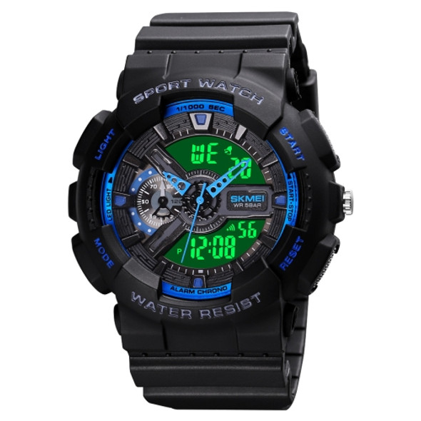 SKMEI 1688 LED Dual Time Digital Display + Pointer Luminous Sports Electronic Watch(Blue)