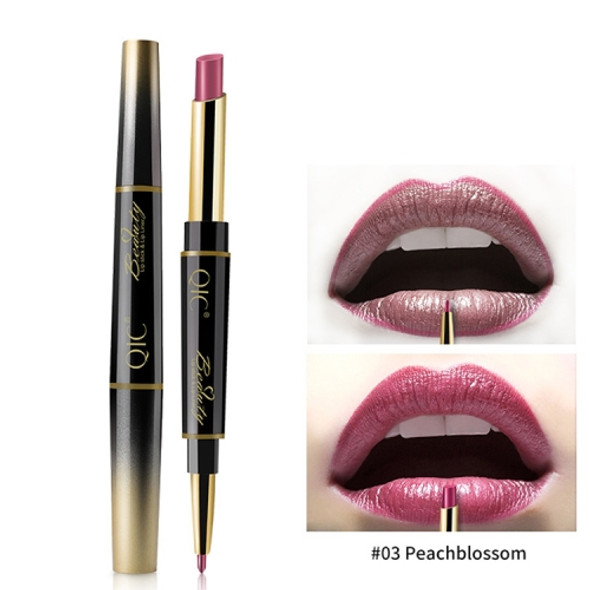 QIC Q909 2 in 1 Lipstick + Lipliner Makeup Long Lasting Cosmetics Lip Rouge(3-Peach)