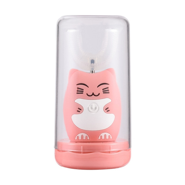 JY968 Children Automatic Intelligent Ultrasonic Voice Broadcast Mouth U-Shaped Electric Toothbrush, Product specifications: Cat 7-13 years old(Pink)