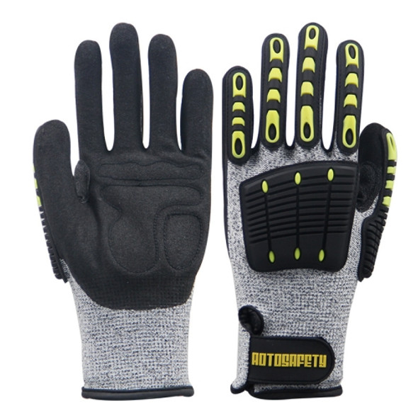 ROTOSAFETY RZT-HFZ20 Shock-Proof Anti-Smashing Anti-Cutting Anti-Collision Gloves TPR Mechanical Maintenance Fire Rescue Miners Mining Anti-Stab Gloves, Size: L