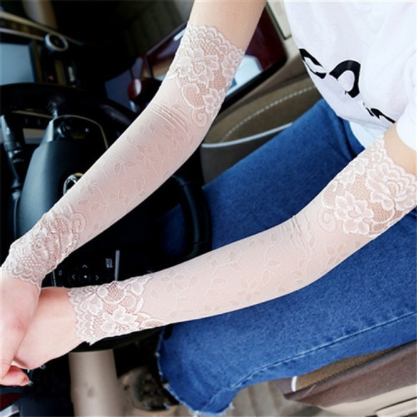 Ladies Spring and Summer Thin Lace Cuffs Cover Ccars Sunscreen Fake Sleeves, A Pair, Size:One Size(Khaki)