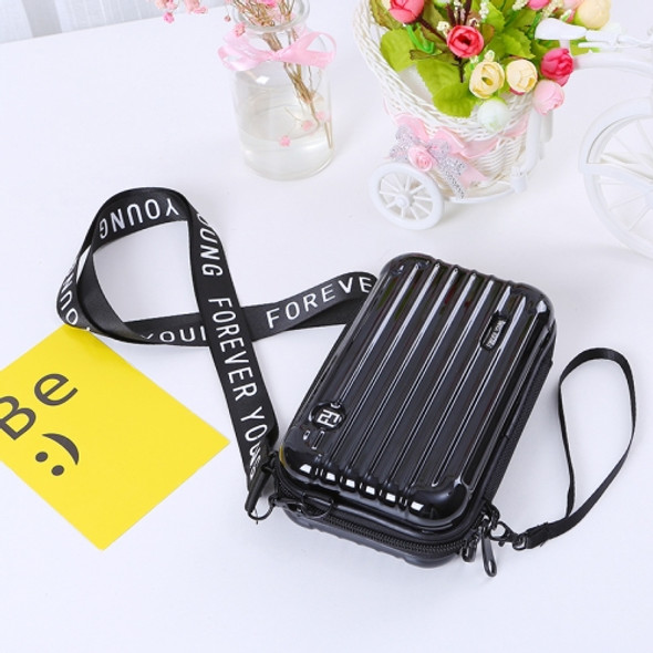 Luggage Box Bag Shoulder Personality Hand Holding Mini Travel Box Small Square Handbag(Black)