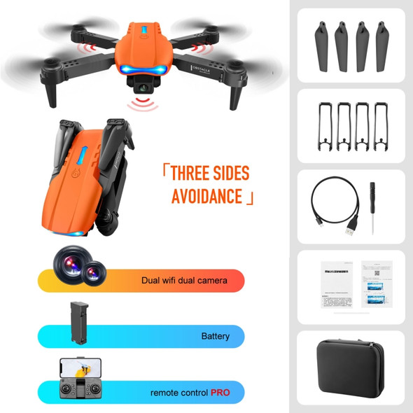 K3 E99 Pro 4K Mini Drone Helicopter Three-sided Obstacle Avoidance Foldable Quadcopter Toy, Dual Camera(Orange)