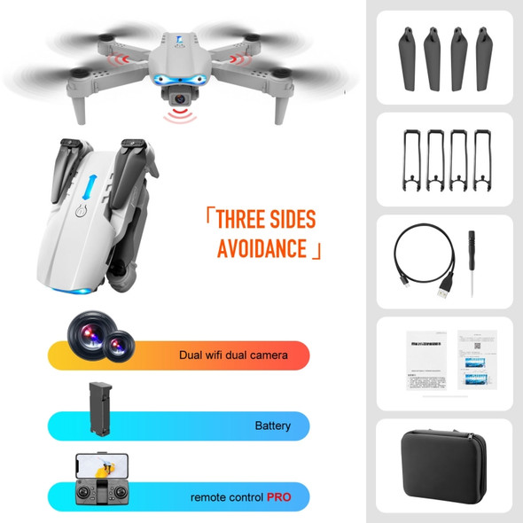 K3 E99 Pro 4K Mini Drone Helicopter Three-sided Obstacle Avoidance Foldable Quadcopter Toy, Dual Camera(Grey)