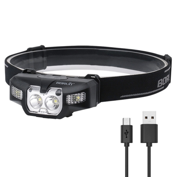 BORUIT 260LM USB Charging Strong Bright Light Sensor LED Headlamp