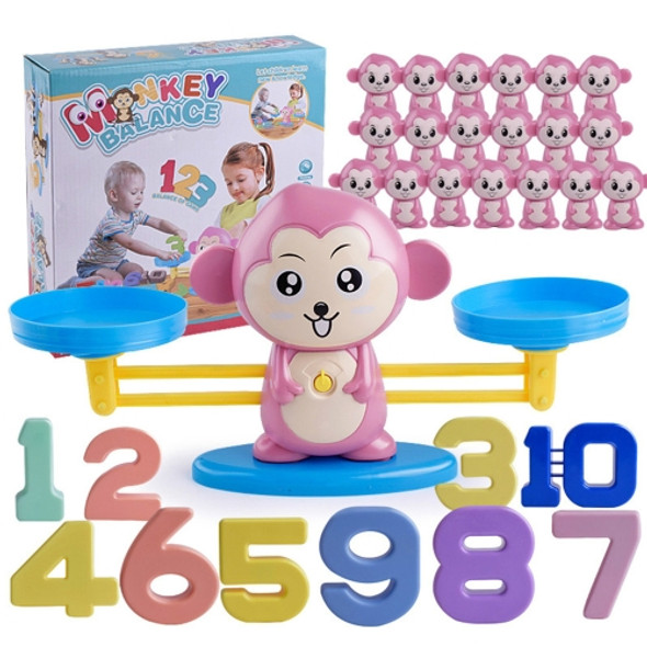 Monkey Balance Scale Toy Child Educational Math Toys(Pink)