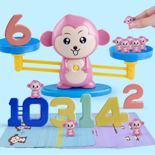 Monkey Balance Scale Toy Child Educational Math Toys(Pink)