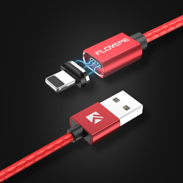 FLOVEME 1m 3A USB to 8 Pin Magnetic Embossed PET Fast Charging & Data Cable For iPhone 11 Pro Max / iPhone 11 Pro / iPhone 11 / iPhone XR / iPhone XS MAX / iPhone X & XS / iPhone 8 & 8 Plus / iPhone 7 & 7 Plus (Red)