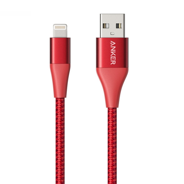 ANKER A8452 Powerline+ II USB to 8 Pin Apple MFI Certificated Nylon Pullable Carts Charging Data Cable, Length: 0.9m(Red)