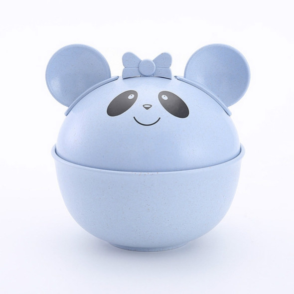 3 PCS /Set Panda Baby Bowl Wheat Straw Kids Dinner Dishes Set Baby Cute Training Bowl(Blue)